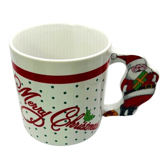Vintage "Merry Christmas" Ceramic Coffee Mug With Santa Handle Made in Japan - Picture 2 of 9